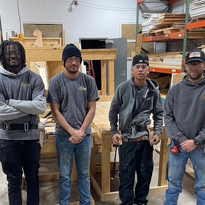 WSU Tech students who were awarded apprenticeships to work on the Northwest Wichita Water Facility. The students are (l to r): Eric Brown, Dondlinger Construction; Preston Wardlow, CAS Constructors; Fernando Rueda, Wildcat Construction; and Ryan Sharp, Dondlinger Construction.